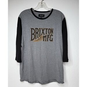 Brixton MFG Shirt Mens Size XL Black Gray Beach Y2K Surf Hippie Indie Wings Bike